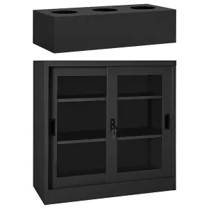 Berkfield Sliding Door Cabinet with Planter Box Anthracite Steel