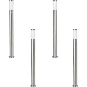 4 PACK IP44 Outdoor Bollard Light PIR Sensor Stainless Steel 1100mm Lamp Post