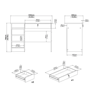 Function Plus Desk (3+1) handle free Drawer in Jackson Hickory Oak