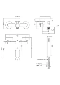 Modern Wall Mount Round Bath Shower Mixer Tap with Shower Kit - Chrome