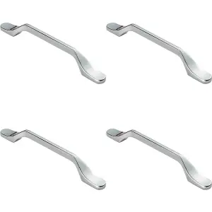 4x Straight Slimline Cupboard Pull Handle 160mm Fixing Centres Polished Chrome