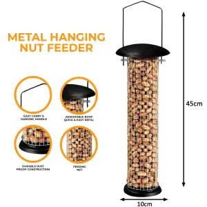 SET OF 3 Metal Bird Nut Seed Feeder Hanging Large Easy Fill Wild Bird Feeding Station