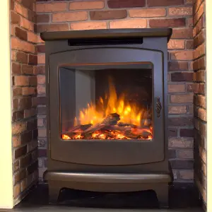 Suncrest Mitford 2000W Matt Black Cast iron effect Electric Stove (H)660mm (W)500mm