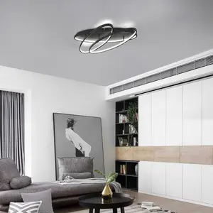 LED Modern Ceiling Light 3 Ring Dimmable with Remote Control Hanalei Black