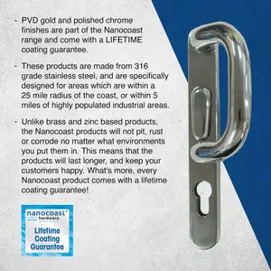 UAP Sliding Patio Door Handles - Comfortable Grip - 219mm - Mirror Polished