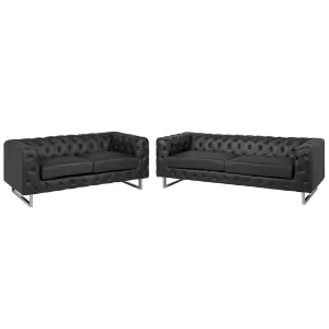 Faux Leather Sofa Set Black VISSLAND