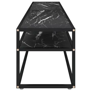 Berkfield TV Cabinet Black Marble 200x40x40.5 cm Tempered Glass