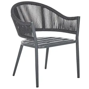 Set of 2 Garden Chairs with Cushions MILETO Metal Grey