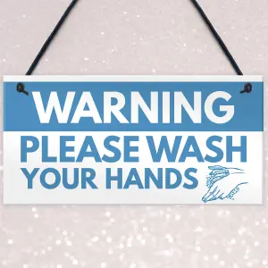 Warning Sign Please Wash Your Hands Bathroom Toilet Sign Hanging Plaque Home Decor