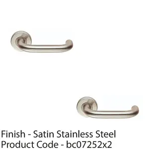 2 PACK - Pair 19mm Round Bar Safety Handle On Round Rose Concealed Fix 201 Satin Steel