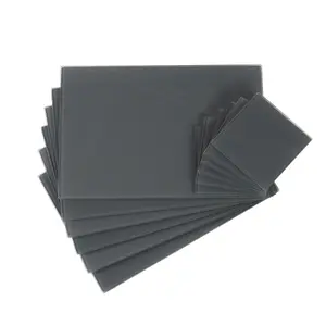 Harbour Housewares - Glass Placemats & Square Coasters Set - 30cm x 20cm - Grey - 12pc