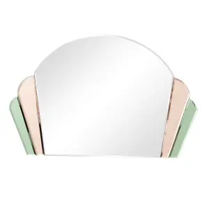 Melody Maison Pink & Green Glass Art Deco Arch Fan Wall Mirror 71cm x 46cm