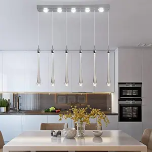 6 - Light Chrome LED Kitchen Island Pendant