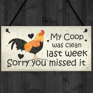 Red Ocean Chicken Sign Hanging Sign Pet Sign Chicken Coop Sign Chicken Accessories Garden Plaque Friend Gift