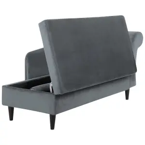 Right Hand Velvet Chaise Lounge Light Grey LUIRO