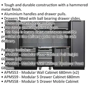 Premium Garage Storage System with Stainless Steel Worktop - 3240mm x 2000mm