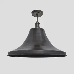 Industville Brooklyn Giant Bell Flush Mount, 20 Inch, Pewter, Pewter Holder