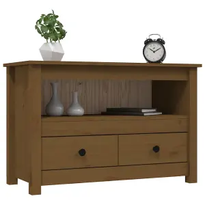 Berkfield TV Cabinet Honey Brown 79x35x52 cm Solid Wood Pine