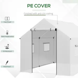 Outsunny Tunnel Greenhouse W/ UV-resistant PE Cover, Wide Door, 2 x 3(m), White