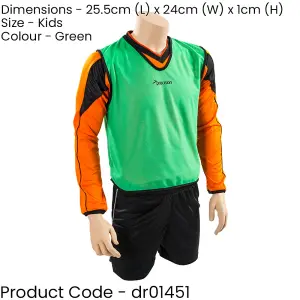 4-9 Years Kids Lightweight Sports Training Bib - GREEN - Plain Football Vest