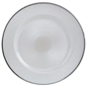 Maison by Premier Ida 33cm Embossed White Glass Charger Plate