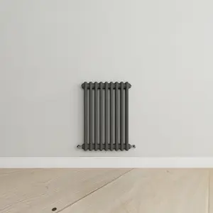 Horizontal Anthracite Double Column Radiator (H) 600mm x (W) 425mm, 1889 BTU.