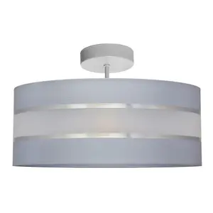 Luminosa Helen Cylindrical Ceiling Light Grey, Silver 40cm