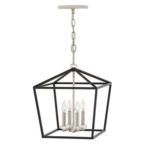 Luminosa Hinkley Stinson Lanterns Pendant Ceiling Light Black with Polished Nickel