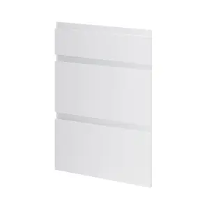 GoodHome Garcinia Integrated handle Gloss light grey 3 drawer front, Pack of 1 (H)715mm (W)497mm (T)19mm