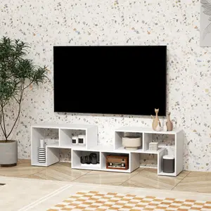 HOMCOM TV Unit for TVs up to 75 Inches, Free Combination TV Stand, White