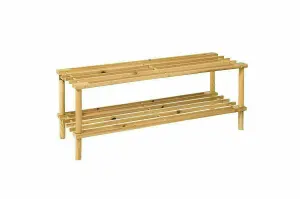 2 Tier Natural Wooden Shoe Rack