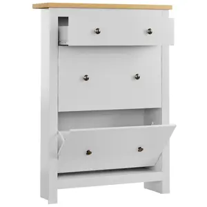 Vida Designs Arlington 2 Door 1 Drawer White Shoe Storage Cabinet