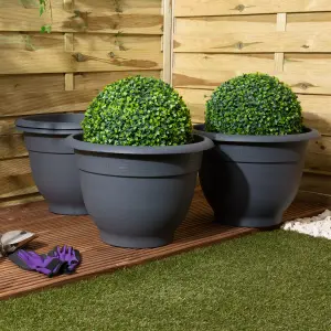 Wham Set 4 Bell Pot 48cm Round Plastic Planter Slate