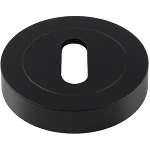 50mm Lock Profile Round Escutcheon Concealed Fix Matt Black Keyhole Cover