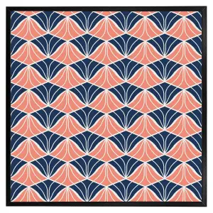 Navy & pink geometric shells (Picutre Frame) / 12x12" / White