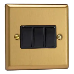 Varilight 3-Gang 2-Way 10A Rocker Switch Brushed Brass