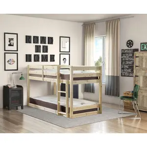 Adrianna Heavy Duty Solid Pine Low Bunk Bed Single (3')