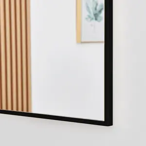 Alcantera Rectangle Metal Frame Wall Mirror Simple and Elegant Modern Design Black / 100cm H x 66cm W