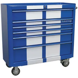 Retro Blue Portable Tool Chest with 6 Drawers - 1100 x 460 x 1040mm Mobile Storage Solution