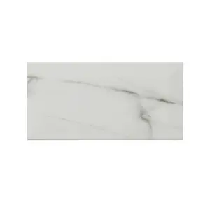 Trentie White Gloss Marble effect Ceramic Indoor Wall Tile, Pack of 48, (L)200mm (W)100mm