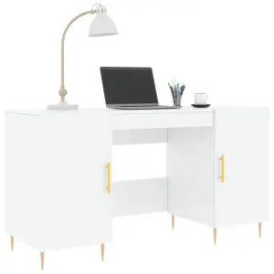 Berkfield Desk High Gloss White 140x50x75 cm Engineered Wood