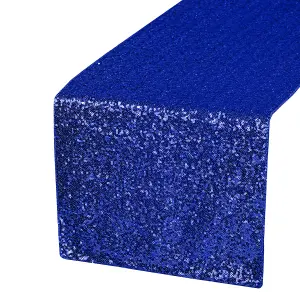 Neel Blue 11x108 Inch Shimmer Sequin Table Runner Glitter Fabric, Royal Blue