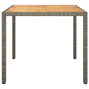 Berkfield Garden Table 90x90x75 cm Poly Rattan and Acacia Wood Grey