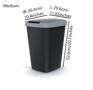 BIN / DUSTBIN / RUBBISH BIN / KITCHEN / HOME / OFFICE / PLASTIC Black Medium 25L