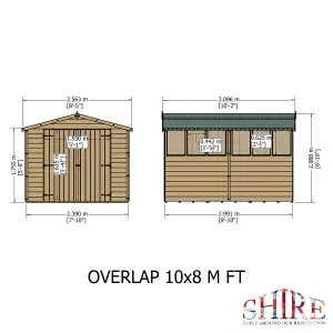 Shire 10x8 Overlap Double Door Garden Shed with Window