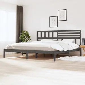 Berkfield Bed Frame Grey Solid Wood Pine 200x200 cm