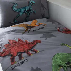 Dino Friends Single Duvet Cover and Pillowcase Set