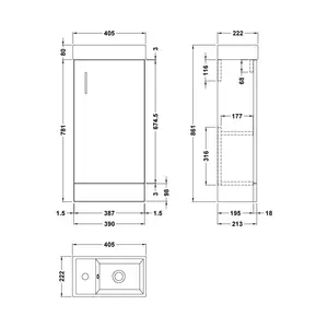 Vault 400mm Bathroom Vanity with Integrated Vitreous China Basin Gloss White