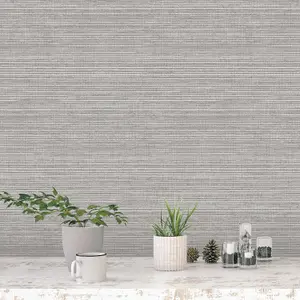 Galerie Evergreen Medium Grey Grasscloth Smooth Wallpaper