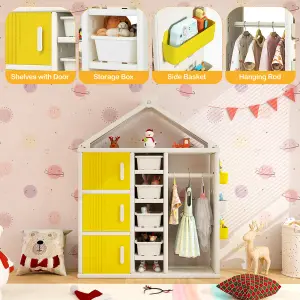 COSTWAY Kids Costume Storage Closet Children Dress Up Rack Clothing Wardrobe